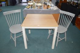 Square Dining Table and Grey Spindleback Chairs