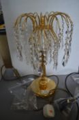 *Gold Effect Two Tier Table Lamp with Crystal Drop