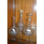 Vintage Cut Glass Decanters (One Requires Stopper)