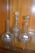 Vintage Cut Glass Decanters (One Requires Stopper)