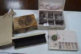 Jewellery Box and Costume Jewellery plus Wooden Ca