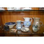 Studio Pottery Jugs, Bowls & Ornaments including Battle Pottery Dish