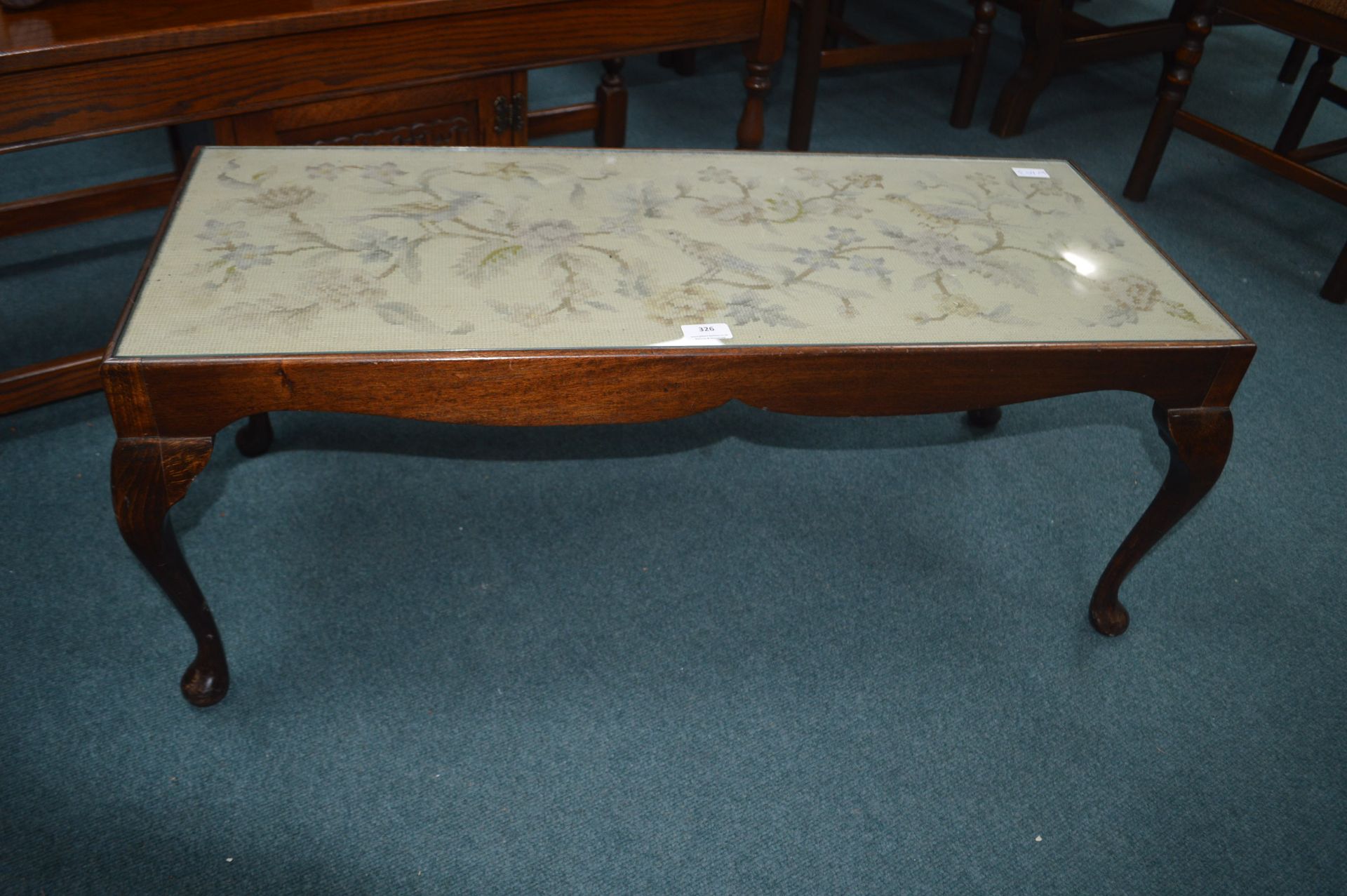 Coffee Table with Tapestry and Glazed Top on Cabri
