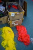 Two Boxes of Long Fancy Dress Wigs in Red and Yell