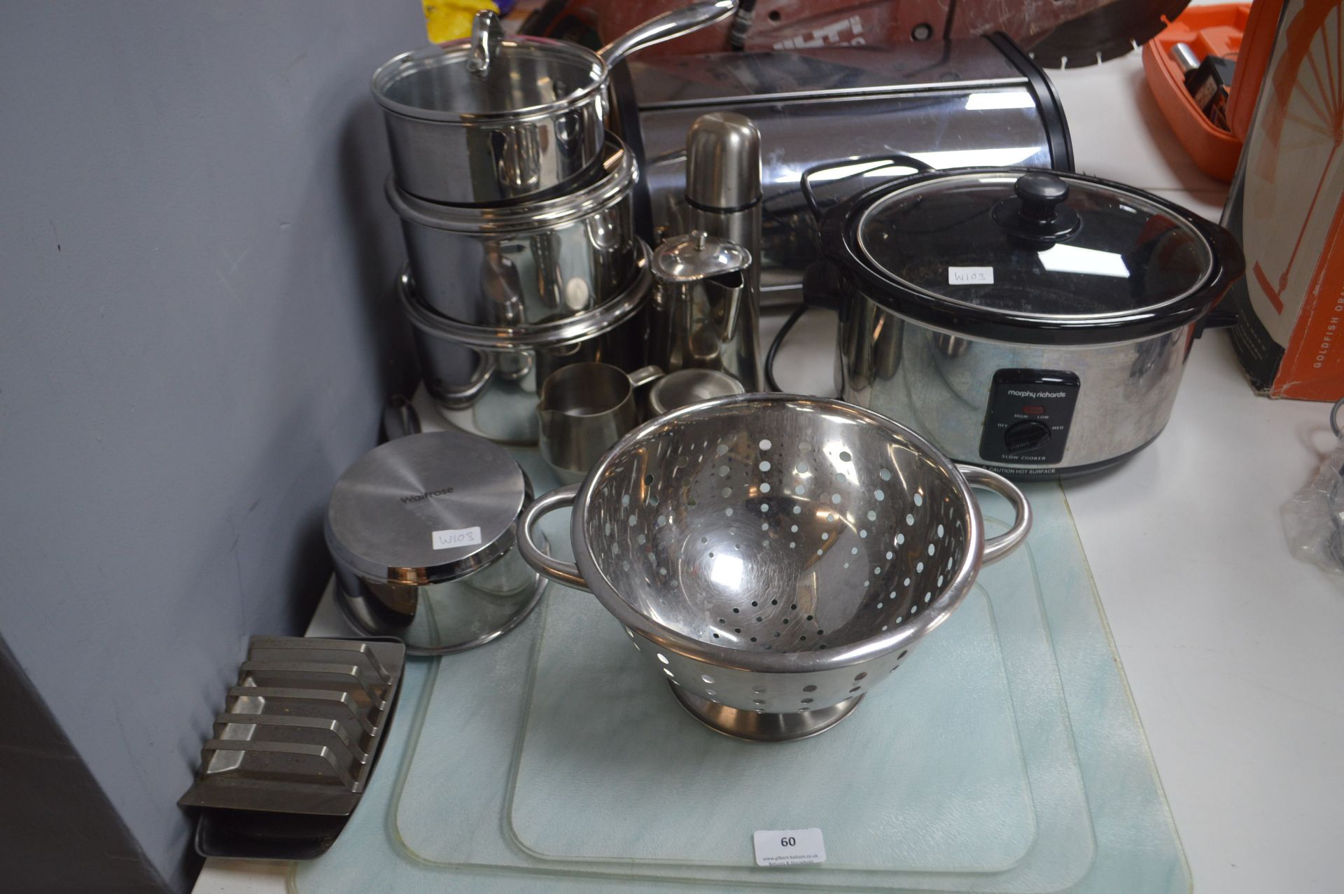 Kitchenware including Stainless Steel Pans, Morphy Richards Slow Cooker etc