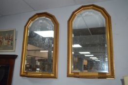 Pair of Gilt Framed Beveled Edge Candle Mirrors