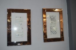 Pair of Mirrored Framed Leaf Prints