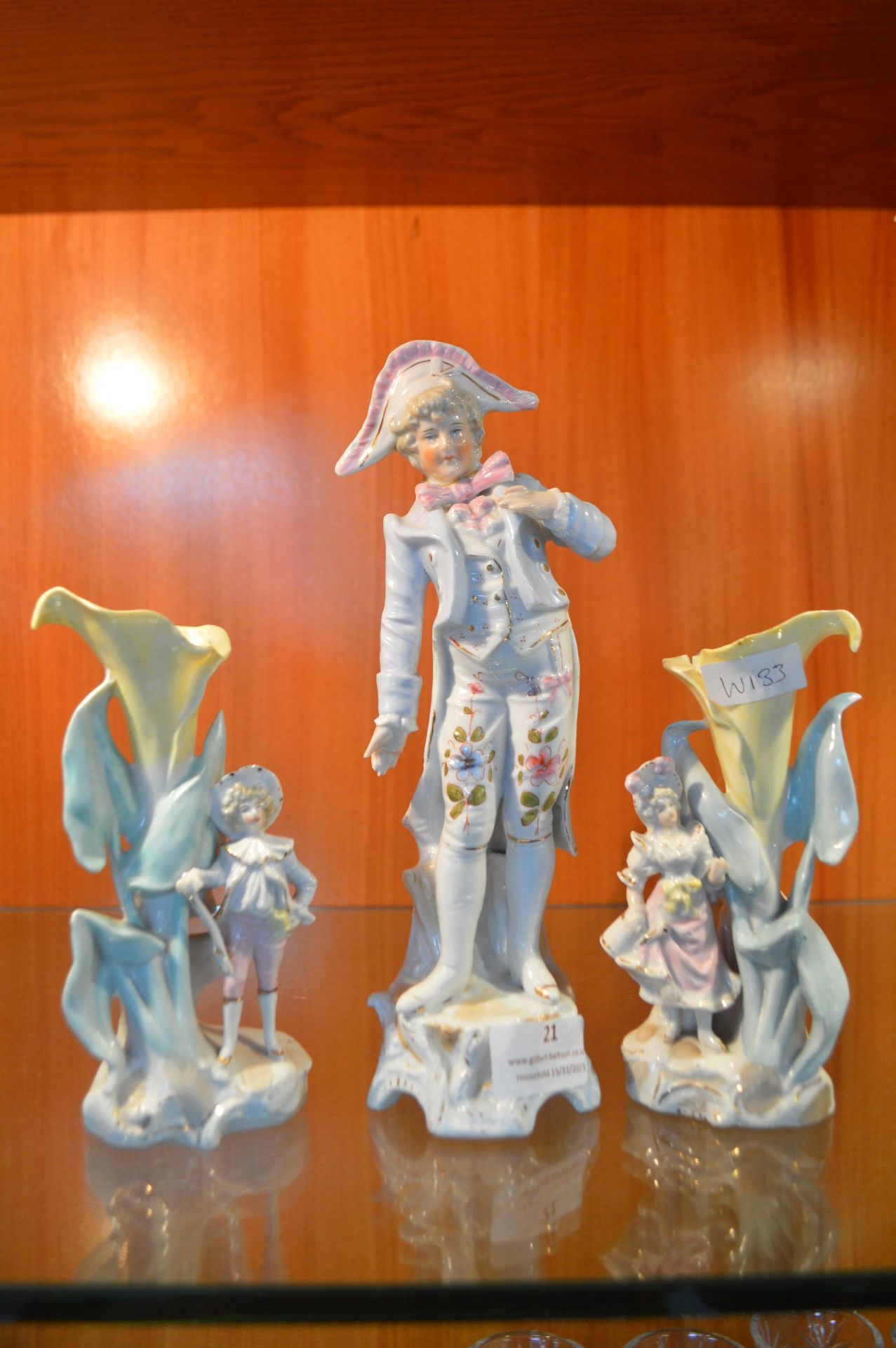 Two Period Figurines and Two Spill Vases