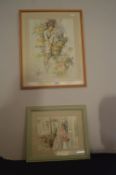 Two Gordon King Framed Prints of Ladies with Flowe