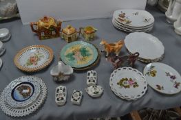Pottery Items Including Cow Creamers, Riven Plates