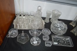 Cut Glass Vases, Decanter, etc.