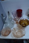 Vintage Glass Bowl and Vases