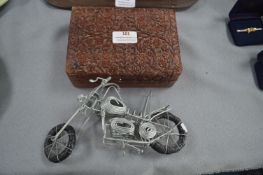 Model Motorbike, and a Carved Wooden Box