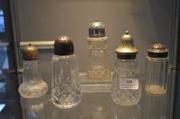 Five Vintage Glass Sugar Castors