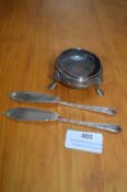 Silver Salt and Two Fish Knives