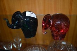 Two Murano Glass Elephants