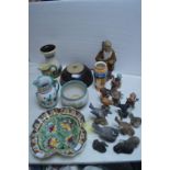 Pottery Vases and Bird Ornaments etc.