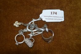Sterling Silver Ring and Charm Bracelet ~16g total