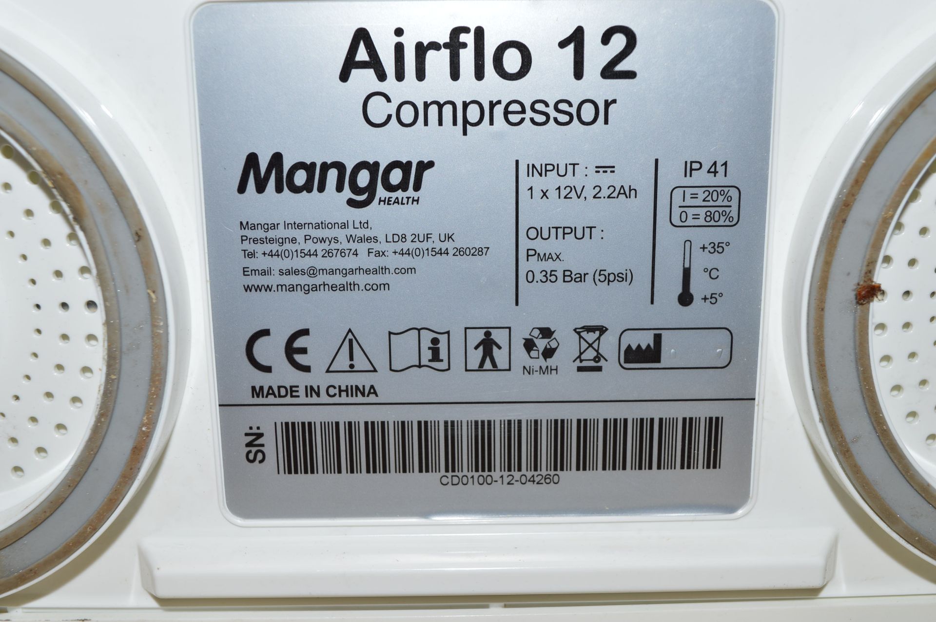 Air Flow 12 Compressor with Tap and Fittings - Image 3 of 4