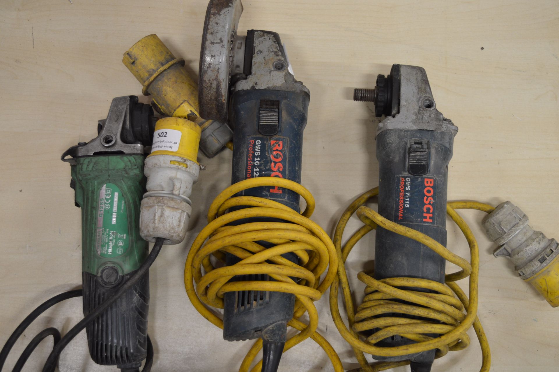 Hitachi G12SS, Bosch GWS10 125, and Bosch GWS7-115 110v Grinders