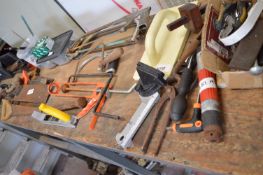 Mixed Lot of Tools Including Saws, Spirit Level, etc.
