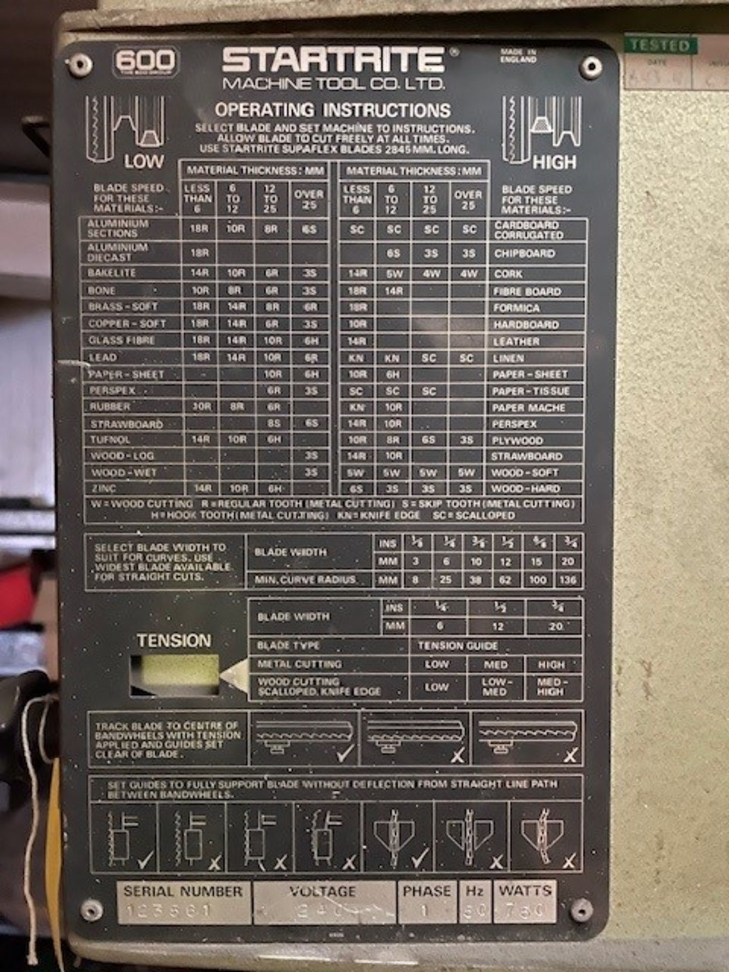 *Startrite 352 Single Phase Bandsaw - Image 2 of 3