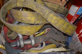 Box of Assorted Harnesses, Straps, and Shackles