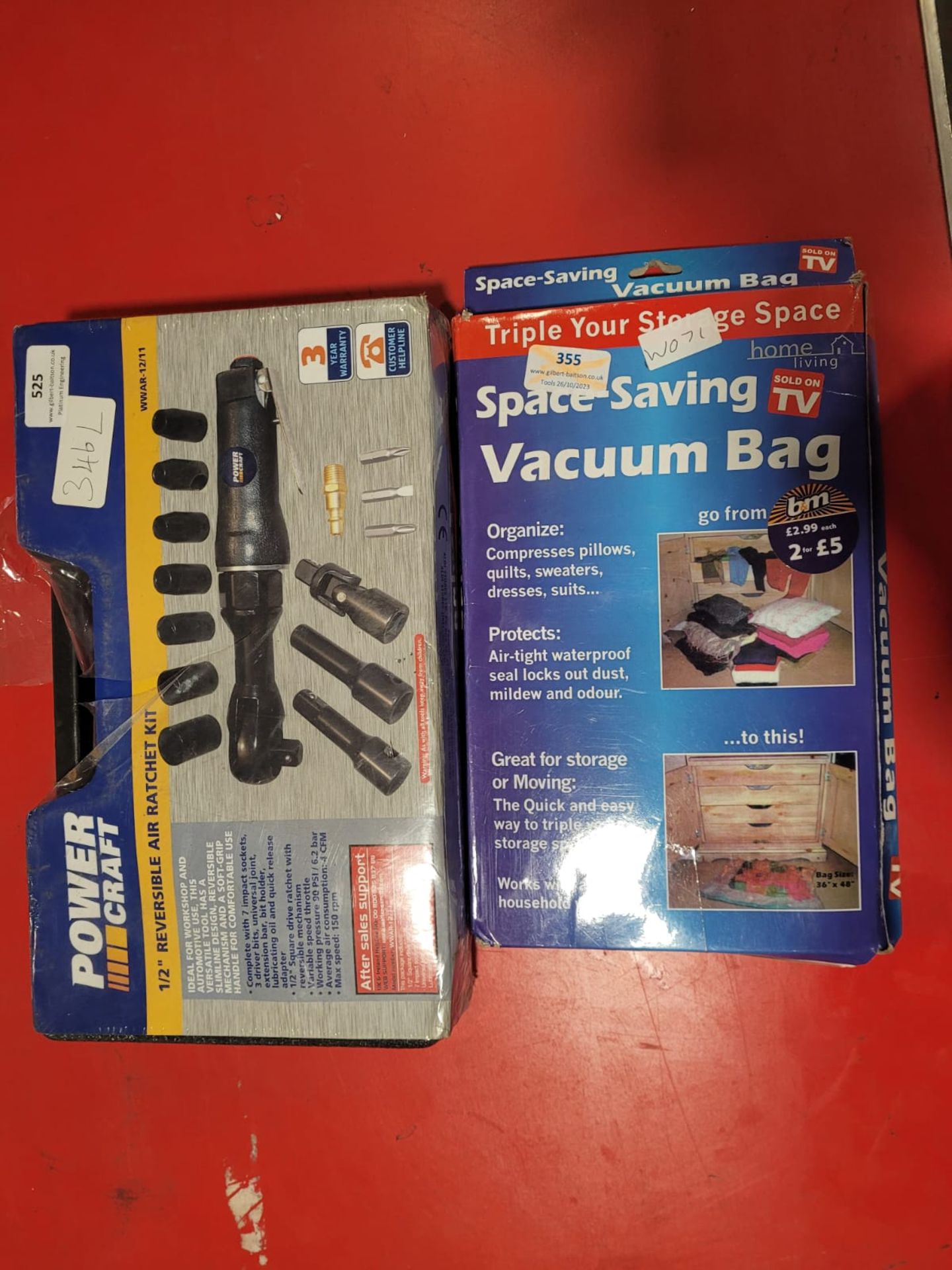 Power Craft ½” Reversible Air Ratchet Kit and a Space Saver Vacuum Bag