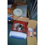 Assorted Items Including DVD Player, Clocks, Ink C