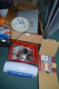 Assorted Items Including DVD Player, Clocks, Ink C