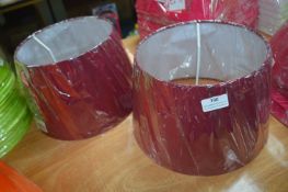 *Two 12" Burgundy Lampshades