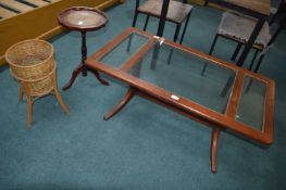 Glass Topped Retro Coffee Table plus Wine Table, a