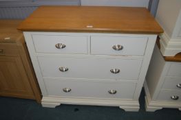 White Painted Two over Two Chest with Light Oak To