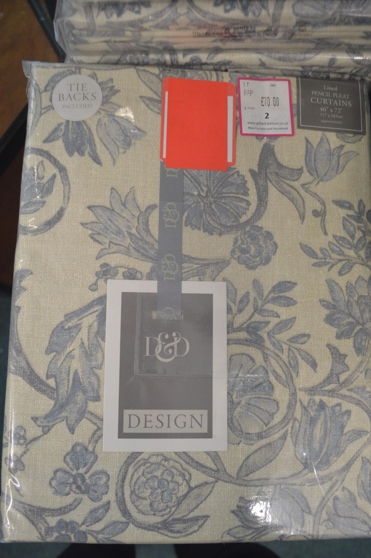 *D&D Design Lined Pencil Pleat Curtains 46” width 72” drop with Tiebacks