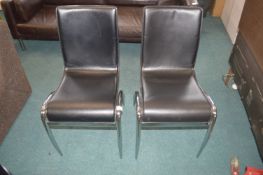 *Pair of Chrome & Leather Stackable Chairs