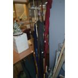 Assorted Fishing Rods Including Vintage Split Cane