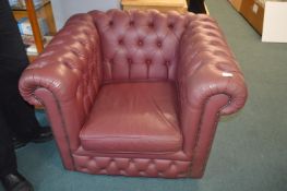 Plum Leather Chesterfield Armchair