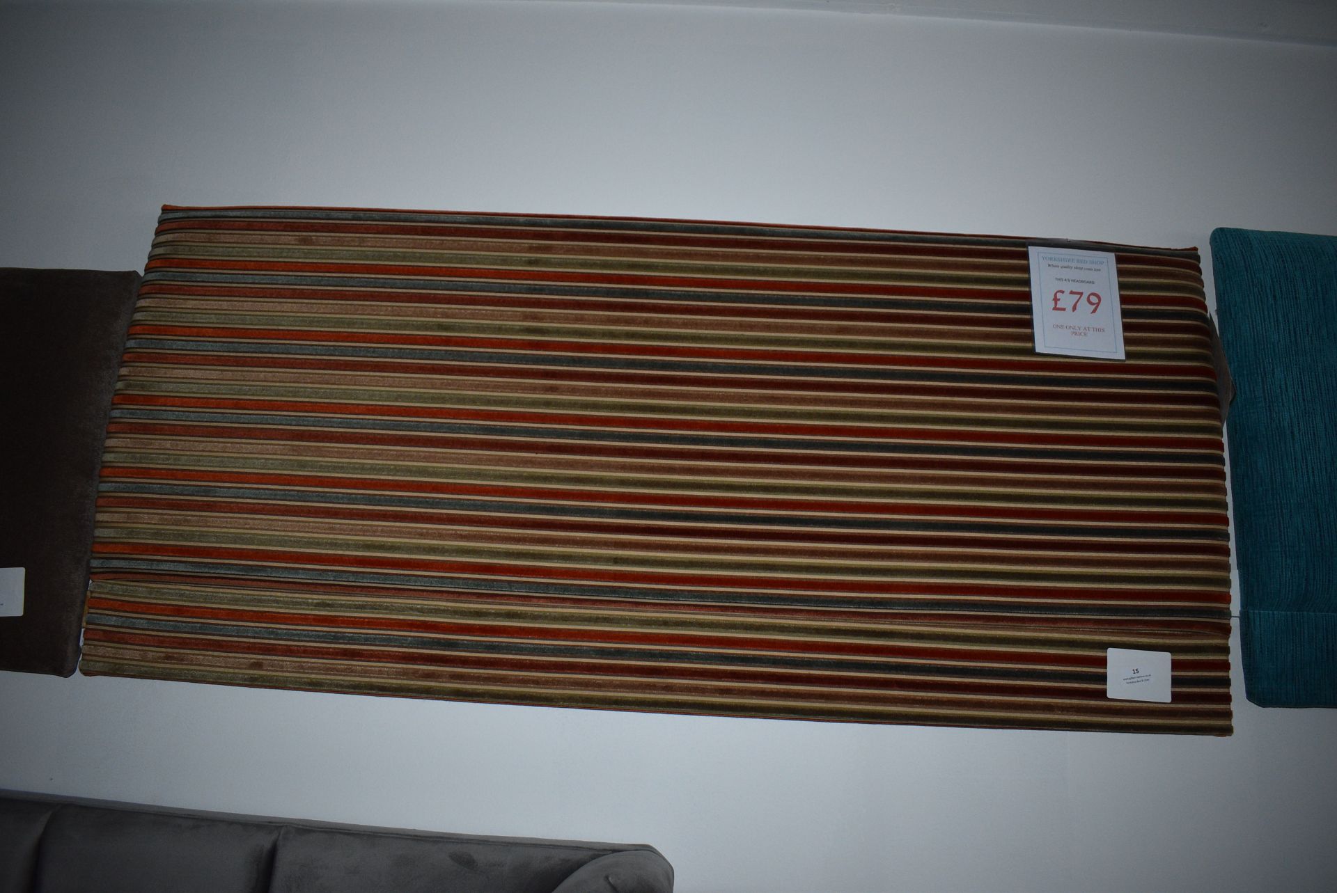 *Multicolour Striped Velour Headboard 4’6”