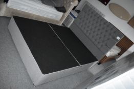 *Grey Velour King Size Bed with Headboard