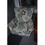 *Floral Upholstered Swivel Armchair