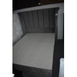 *Plush Silver Grey King Size Bed with Headboard