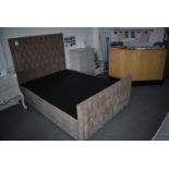 *Brown Velour Double Bed with Head and Foot Board