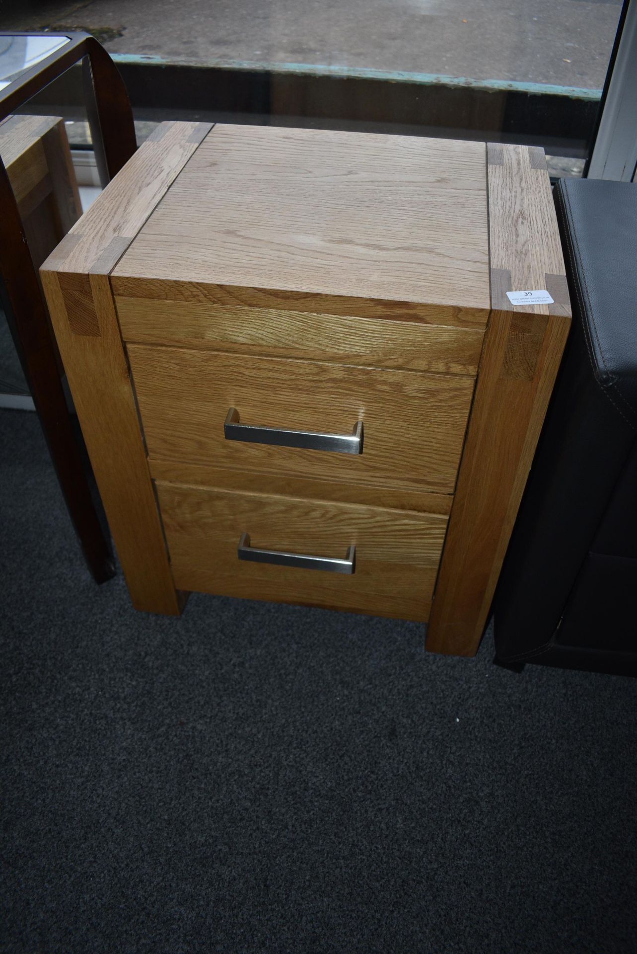 *Pine Effect Two Drawer Bedside Cabinet 16”x19” x 21.5” tall