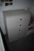 *Five Drawer Bedroom Chest in Pale Grey 16”x24.5” x 35.5” tall