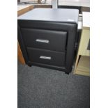 *Faux Leather Two Drawer Bedside Cabinet 17”x18” x 20.5” tall