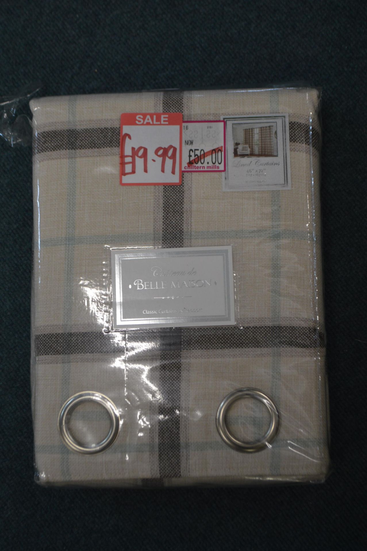 *Belle Maison Plaid Eyelet Curtains 46" x 72" drop