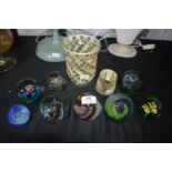 Glass Paperweights Including Caithness, plus Candl