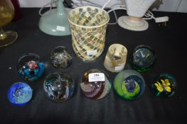 Glass Paperweights Including Caithness, plus Candl