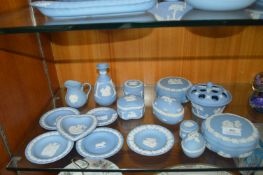 Wedgwood Blue & White Jasperware Dishes, Lidded Po