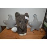Woolly Fox Door Stop and Two Felt Christmas Decorations